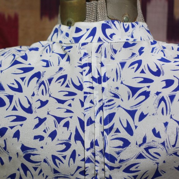 MAEVE Blue and White Silk Tunic - Picture 4 of 8